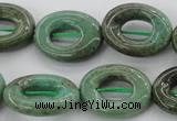 CAG3945 15.5 inches 13*18mm oval donut green grass agate beads