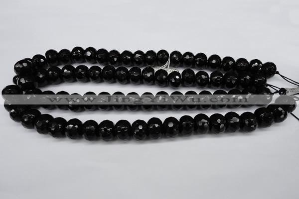 CAG3996 15.5 inches 10*14mm faceted rondelle black agate beads