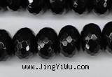 CAG3997 15.5 inches 12*16mm faceted rondelle black agate beads