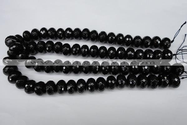 CAG3997 15.5 inches 12*16mm faceted rondelle black agate beads