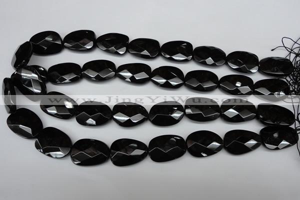 CAG4039 15.5 inches 18*23mm faceted freeform black agate beads