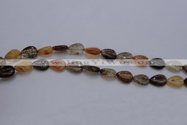 CAG4079 15.5 inches 10*14mm flat teardrop dragon veins agate beads