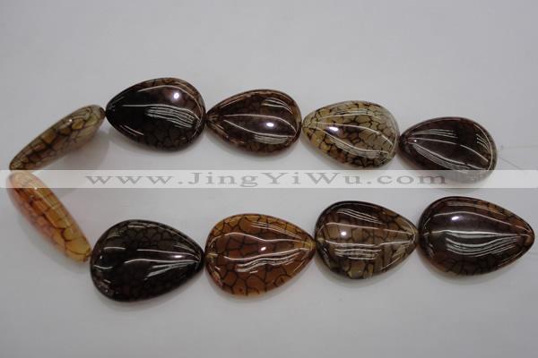 CAG4086 15.5 inches 30*40mm flat teardrop dragon veins agate beads