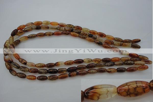 CAG4126 15.5 inches 6*12mm rice dragon veins agate beads