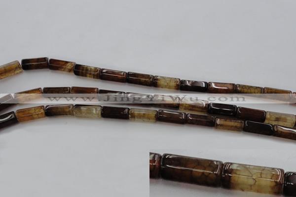 CAG4136 15.5 inches 7*14mm faceted tube dragon veins agate beads