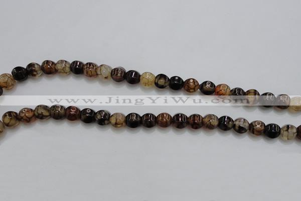 CAG4141 15.5 inches 8*8mm pumpkin dragon veins agate beads