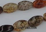 CAG4149 15.5 inches 6*12mm twisted rice dragon veins agate beads