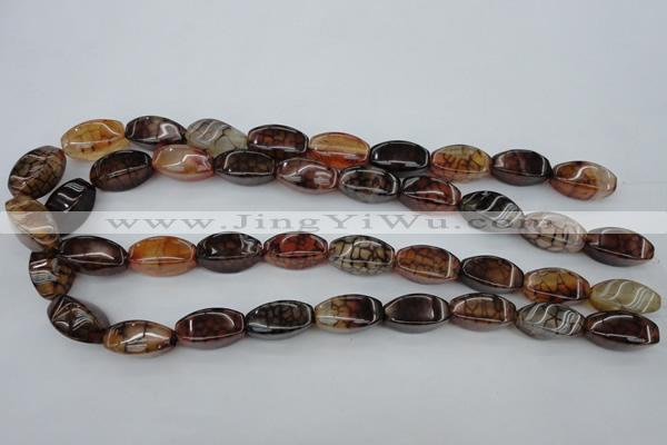 CAG4154 15.5 inches 10*20mm twisted rice dragon veins agate beads