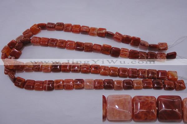 CAG4227 15.5 inches 10*10mm square natural fire agate beads