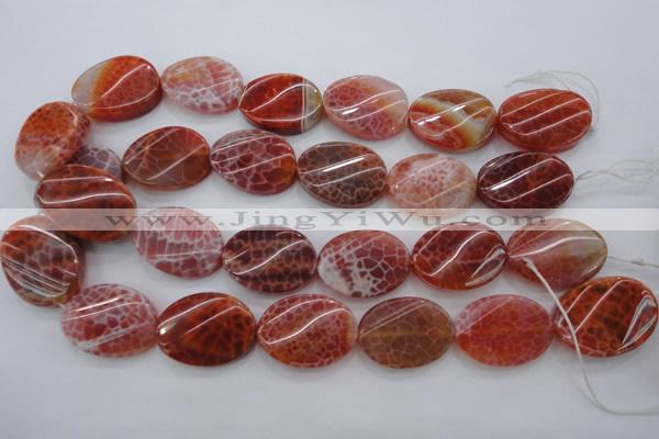 CAG4240 15.5 inches 22*30mm twisted oval natural fire agate beads