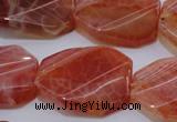 CAG4242 22*30mm faceted & twisted octagonal natural fire agate beads
