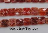 CAG4250 15.5 inches 8*8mm faceted square natural fire agate beads