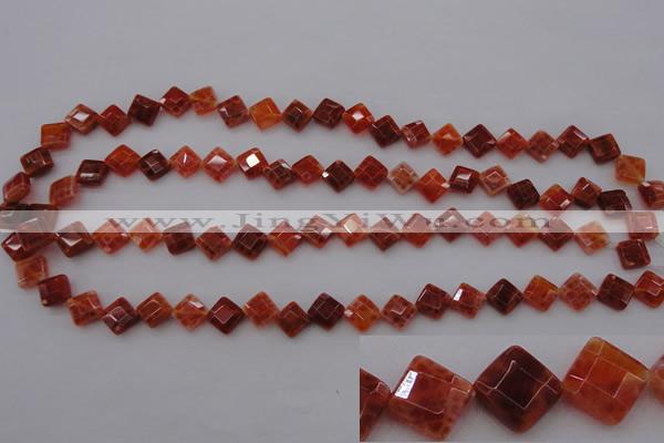 CAG4261 15.5 inches 8*8mm faceted diamond natural fire agate beads