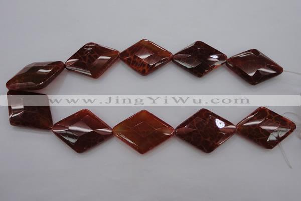 CAG4279 15.5 inches 28*40mm faceted diamond natural fire agate beads