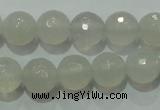 CAG4350 15.5 inches 8mm faceted round white agate beads wholesale