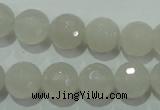 CAG4352 15.5 inches 12mm faceted round white agate beads wholesale