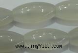 CAG4355 15.5 inches 15*30mm rice white agate beads wholesale