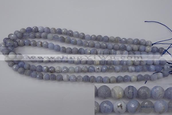 CAG4362 15.5 inches 8mm faceted round blue lace agate beads