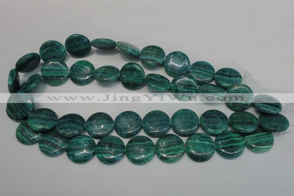 CAG4424 15.5 inches 20mm flat round dyed blue lace agate beads
