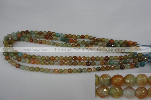 CAG4481 15.5 inches 6mm faceted round fire crackle agate beads