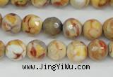 CAG4482 15.5 inches 6mm faceted round fire crackle agate beads