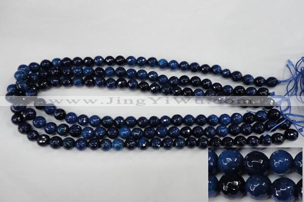 CAG4494 15.5 inches 8mm faceted round fire crackle agate beads