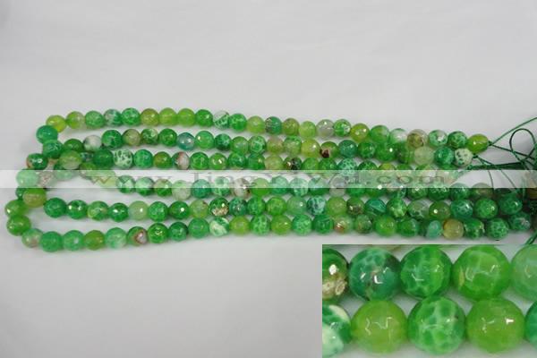 CAG4496 15.5 inches 8mm faceted round fire crackle agate beads