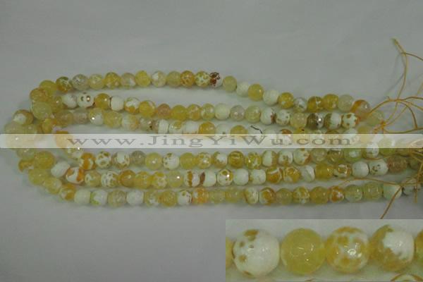 CAG4502 15.5 inches 8mm faceted round fire crackle agate beads