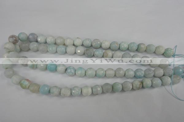 CAG4515 15.5 inches 10mm faceted round fire crackle agate beads
