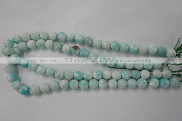 CAG4517 15.5 inches 10mm faceted round fire crackle agate beads