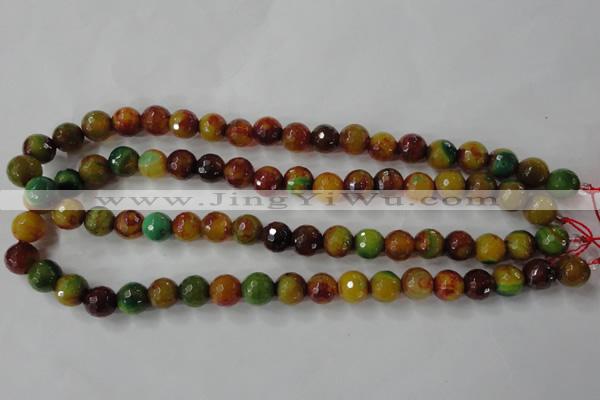 CAG4520 15.5 inches 10mm faceted round fire crackle agate beads