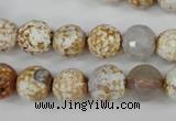 CAG4521 15.5 inches 10mm faceted round fire crackle agate beads