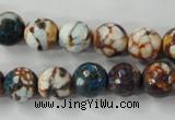 CAG4524 15.5 inches 10mm faceted round fire crackle agate beads