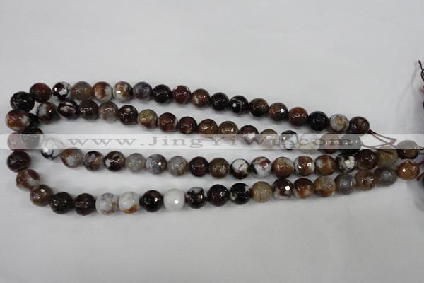 CAG4526 15.5 inches 10mm faceted round fire crackle agate beads