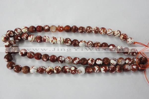 CAG4527 15.5 inches 10mm faceted round fire crackle agate beads