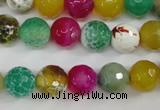 CAG4531 15.5 inches 10mm faceted round fire crackle agate beads