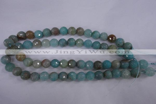 CAG4544 15.5 inches 12mm faceted round fire crackle agate beads
