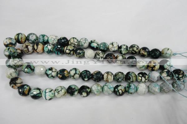 CAG4545 15.5 inches 12mm faceted round fire crackle agate beads