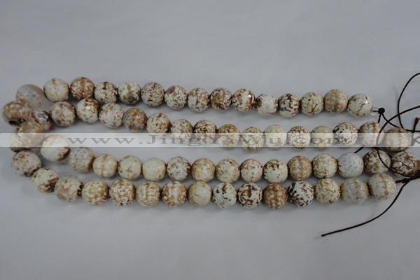 CAG4546 15.5 inches 12mm faceted round fire crackle agate beads