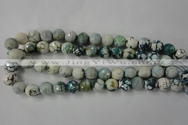 CAG4562 15.5 inches 14mm faceted round fire crackle agate beads