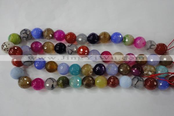 CAG4564 15.5 inches 14mm faceted round fire crackle agate beads
