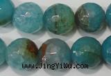 CAG4571 15.5 inches 16mm faceted round fire crackle agate beads