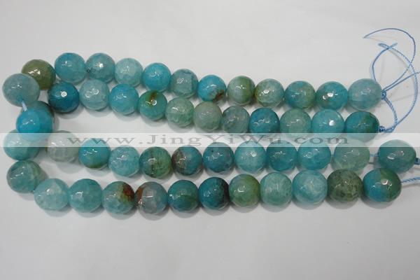 CAG4571 15.5 inches 16mm faceted round fire crackle agate beads