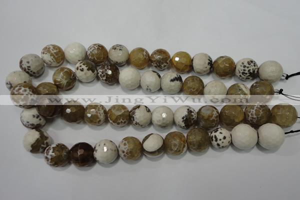 CAG4574 15.5 inches 16mm faceted round fire crackle agate beads