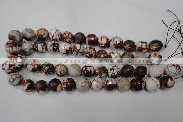 CAG4576 15.5 inches 16mm faceted round fire crackle agate beads