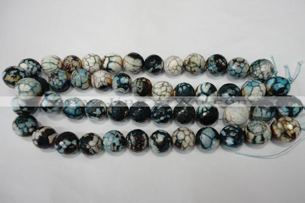 CAG4578 15.5 inches 16mm faceted round fire crackle agate beads