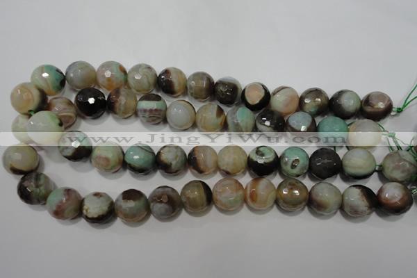 CAG4581 15.5 inches 16mm faceted round fire crackle agate beads