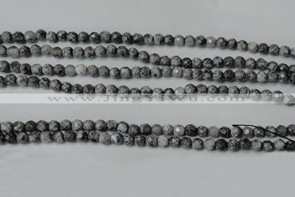 CAG4601 15.5 inches 4mm faceted round fire crackle agate beads