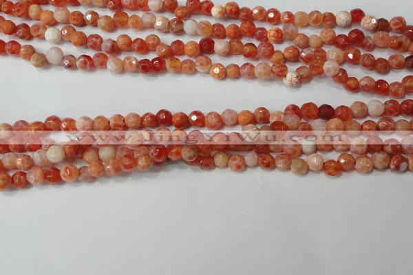 CAG4607 15.5 inches 4mm faceted round fire crackle agate beads
