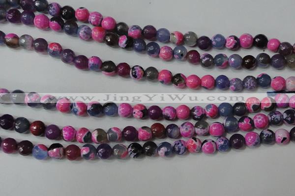 CAG4634 15.5 inches 6mm faceted round fire crackle agate beads